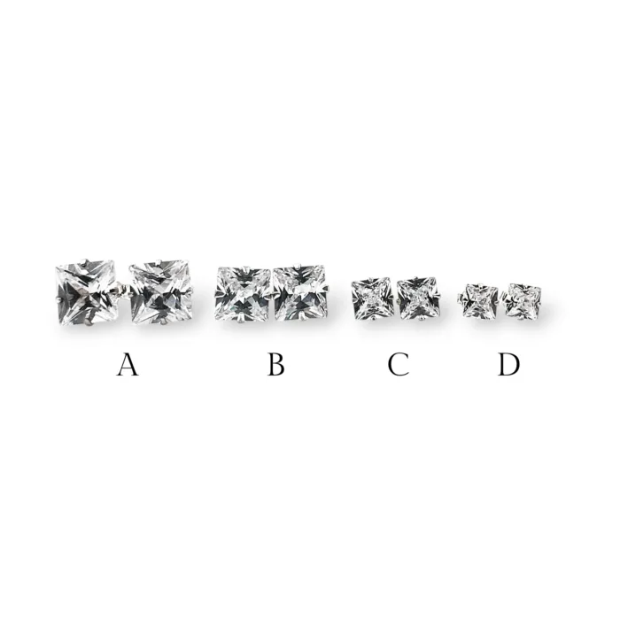 Pendientes Zirconita Cuadrado Plata de Ley - Imagen 2