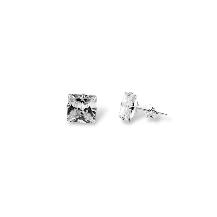 Pendientes Zirconita Cuadrado Plata de Ley - Imagen 3